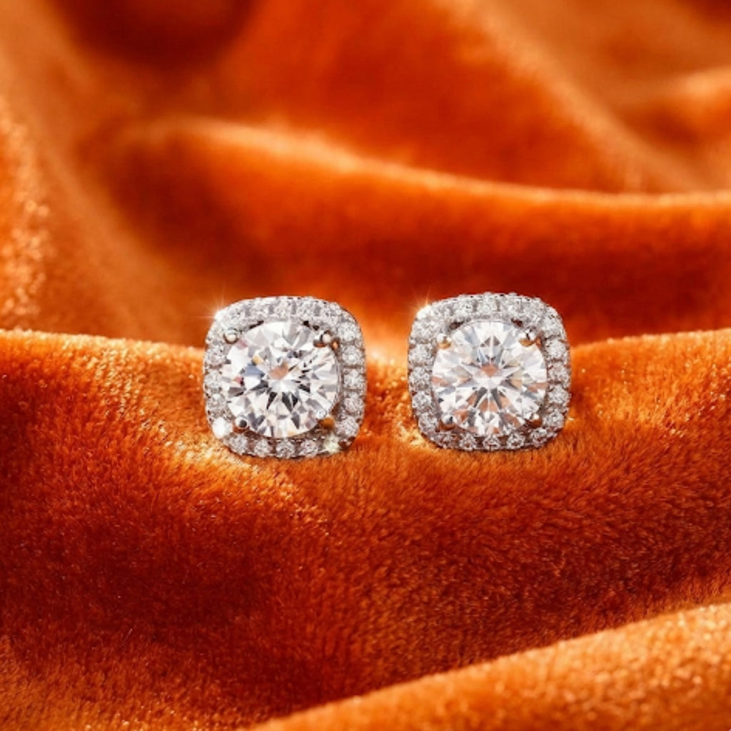 VVS ROUND CUT SQUARE EARRINGS