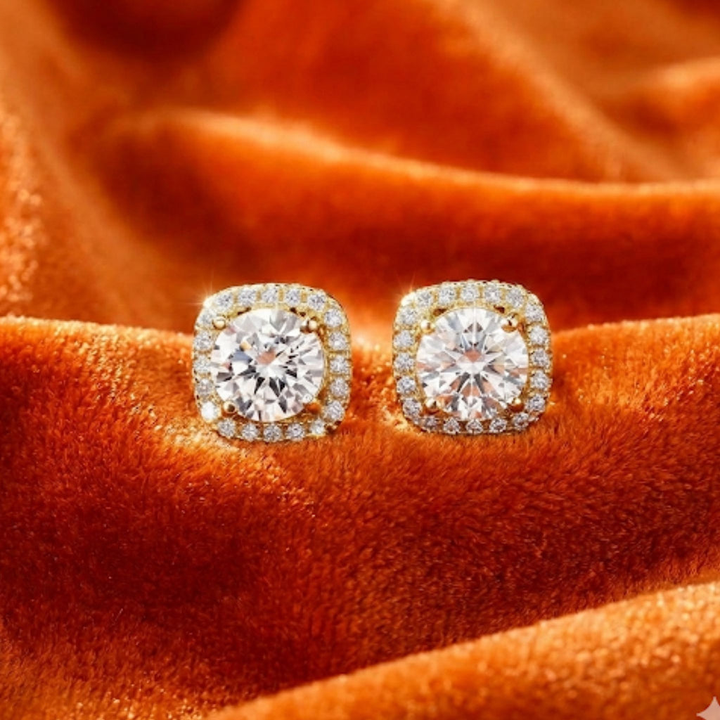 VVS ROUND CUT SQUARE EARRINGS
