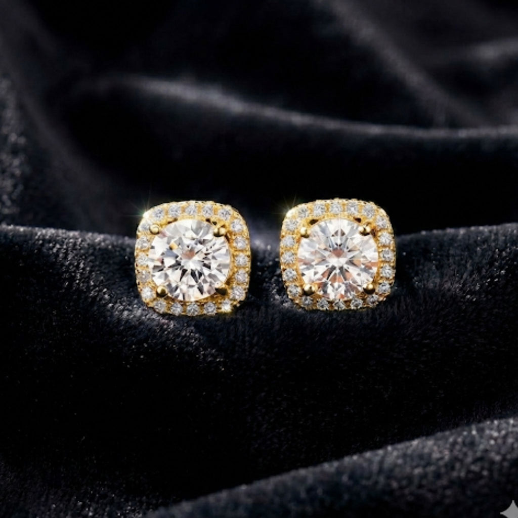 VVS ROUND CUT SQUARE EARRINGS